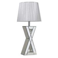 Meriva Table Lamp In Silver Shade With Mirrored Panel