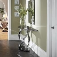 Melrose Console Table In Marble Effect Top With Chrome Base