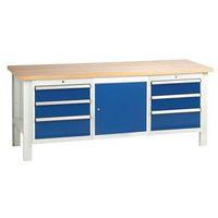 MEDIUM DUTY WORKBENCH 2000X650 WITH 2 TRIPLE DRAWER UNITS & 1 CUPBOARD