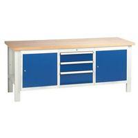 medium duty workbench 2000x650 with 1 triple drawer units 2 cupboards