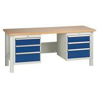 MEDIUM DUTY WORKBENCH 2000X650 WITH 2 TRIPLE DRAWER UNITS