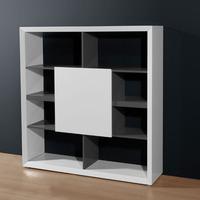 Media Office Shelving in High Gloss White And Grey