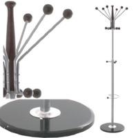 Metal Coat Stand In Silver And Wenge With Marble Base