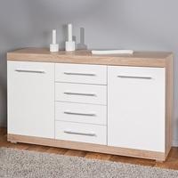 Metford Contemporary Sideboard In Oak White Gloss Front 2 Doors