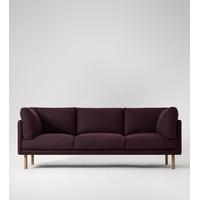 Merano Three-seater Sofa in Elderberry Wool, Oak Feet