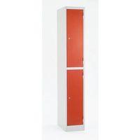 METAL LOCKER GREY BODY RED DOORS 2 DOOR, 300 X 450, KEY LOCK