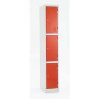 METAL LOCKER GREY BODY RED DOORS 3 DOOR, 300 X 450, KEY LOCK