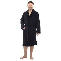 Mens/Gentlemens Nightwear/Sleepwear Drop Needle Fleece Long Sleeve Bathrobe, Black Large/X Large