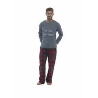 Mens Jersey Top & Thermal Fleece Check Bottoms PJ Pyjama Set Winter Nightwear