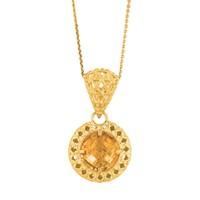 Mesh Style Pendant With Citrine In 14K Gold - 18\