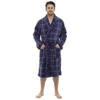 mens tom franks check print supersoft fleece towelling bathrobe dressi ...