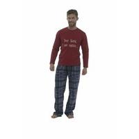 Mens Jersey Top & Thermal Fleece Check Bottoms PJ Pyjama Set Winter Nightwear