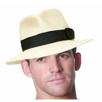 Mens Foldable Straw in Panama Shape-Style With Black Band Summer Sun Hat In Tube