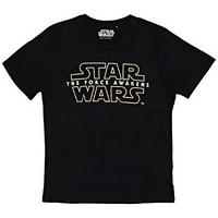 Meroncourt Men\'s Star Wars VII The Force Awakens Main Logo Short Sleeve T-Shirt, Black, Medium