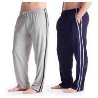 Mens Lounge Wear Trousers Tracksuit Bottoms Casual Sports Pants 2 Pack Gents Boys Grey/Navy Size M