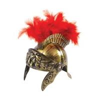 Mens Roman Warrior Helmet W/Plume Gold Hat Gladiator Rome Cosplay Fancy Dress