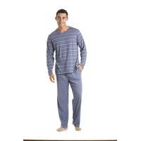 mens haigman crew neck striped long pyjama nightwear pajama loungewear ...