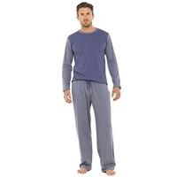 Mens Boys Plain Navy and Grey Medium 2pc Long Sleeve Pyjamas Lounge Trousers Bottoms