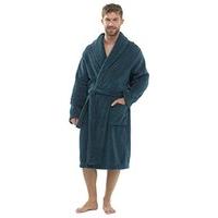 mens tom franks classic supersoft fleece towelling bathrobe teal lrgxl