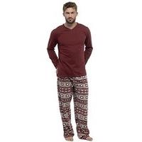 Mens Pyjama Set with Fairisle Fleece Bottoms & Jersey Top / PJ Set / Loungewear