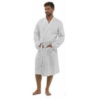 Men\'s 100% Cotton Robe Dressing Gown, Soft Waffle Robe Wrap Loungewear HT561 (UK M/L, White)