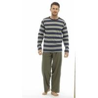 Mens Striped Pyjamas Long Sleeve Top & Pants Cosy Pjs With Eye Mask