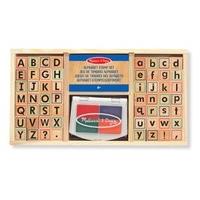 melissa doug wooden alphabet stamp set 56 stamps with lower case and c ...