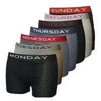 Mens Novelty Days Of The Week Motif No Fly Boxer Trunk Shorts Underwear 7 pair pack