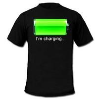 Mens Light Up LED T-shirt battery charging pattern Fixed Mode Flashing EL Nylon for Party Bar Raver