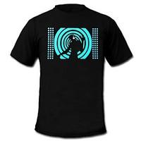 Mens Light Up T-shirt Sound and Music Activated Equalizer LED EL Velcro Panel Machine Washable Party Bar Raver Festival