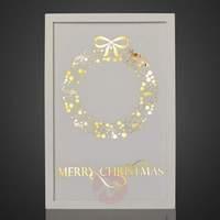Merry Christmas - LED wooden picture with wreath
