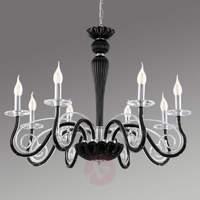 Meduno  a black steel and glass chandelier