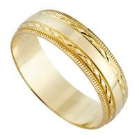 Men\'s 9ct gold 6mm diamond-cut wedding ring