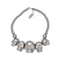Metallic Silver Skull Collection Necklace