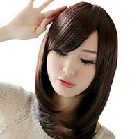 Medium Straight Hair Synthetic Side Bang Mainstream Wigs Heat Resistant