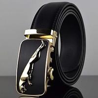 mens automatic buckle business leather belt