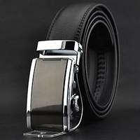 men black leather simple automatic buckle waist belt work casual alloy ...