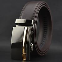 mens brown leather automatic buckle waist belt workcasual alloyleather ...