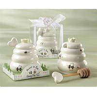 Meant to Bee Ceramic Honey Pot with Wooden Dipper Baby Birthday Party Favors
