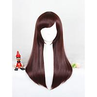Medium Long Straight Overwatch D.VA Brown Cosplay Wig Synthetic 24inch Anime Wig CS-302A