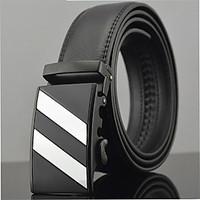 Men\'s Simple Stripe Automatic Buckle Waist Belt Work/Casual Alloy/Leather Black All Seasons