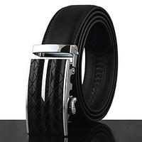 Men\'s Fashion Leisure Automatic Buckle Waist Belt Work/Casual Alloy/Leather Black All Seasons