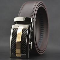 Men Fashion Leather Automatic Buckle Waist Belt Work / Casual Alloy / Leather Black / Brown All Seasons