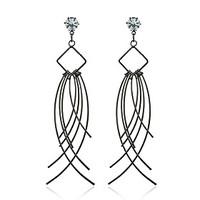 Metal Diamond Stud Earrings Drop Earrings Jewelry Women Wedding Party Casual Zircon Silver Plated 1 pair Black Silver