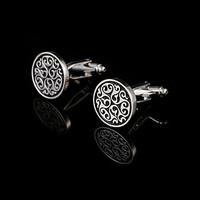 Men French Cufflinks Old Silver Shirt Metal Buttons Anti-Silver Flower Cuff links Male Cuffs Men\'s Jewelry Gifts for Men Guests