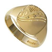 Men\'s 9ct gold embossed signet ring