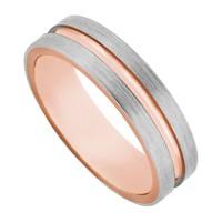 mens palladium 950 and 9ct rose gold 6mm ring