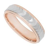 Men\'s palladium 950 and 9ct rose gold wave wedding ring