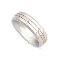 Men\'s palladium 950 and 9ct rose gold three row wedding ring