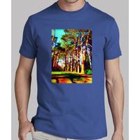 mens tall park trees premium quality short sleeved blue t shirt